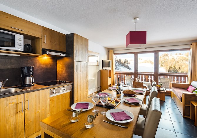 2-kamer appartement met slaapnis - 2 t/m 6 personen - Résidence Lagrange Vacances Les Chalets Edelweiss 4* - Plagne 1800