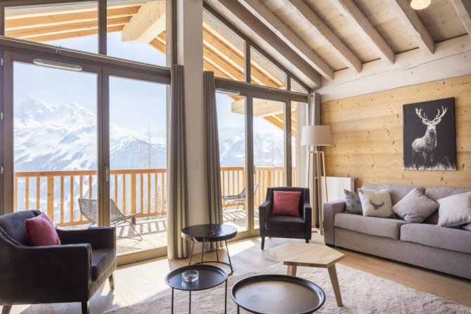 3 Kamer appartement 6 personen Bergzicht - Résidence Le Hameau de Barthélémy - La Rosière