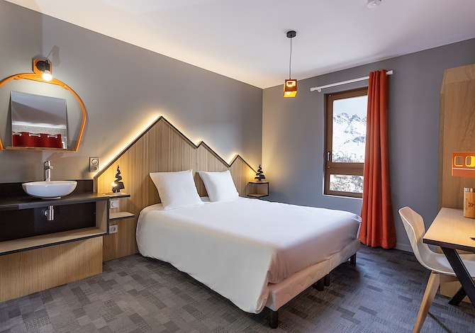 Slaapkamer 2 personen Versant Nord Demi pension - Hôtel Base Camp Lodge - Les Deux Alpes Venosc