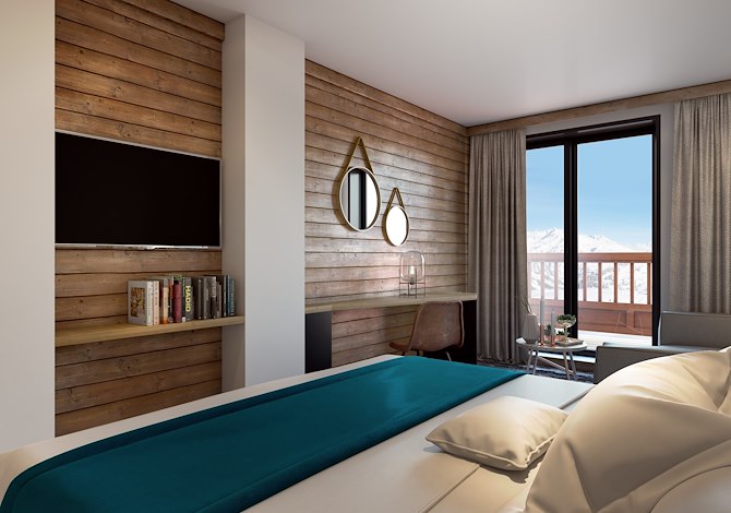 Slaapkamer 2 personen Privilège Halfpension - Hôtel Le Levanna 4* - Tignes 2100 Le Lac