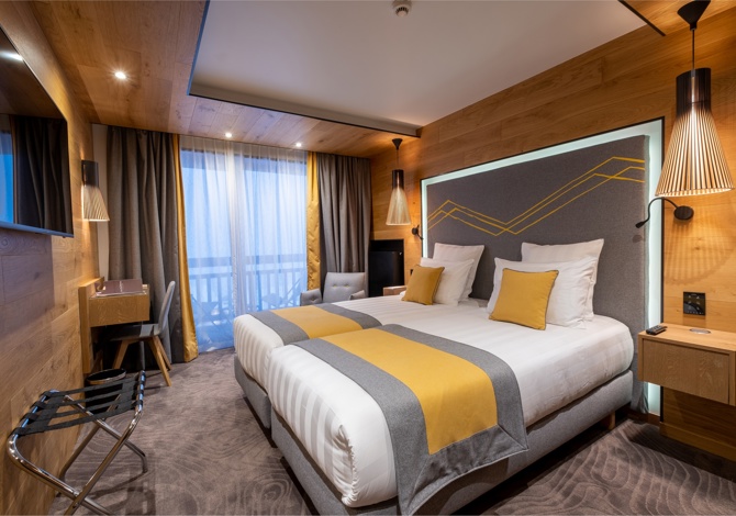 Slaapkamer 2 personen Classique Petit Dejeuner - Hôtel Alparena 4* - La Rosière