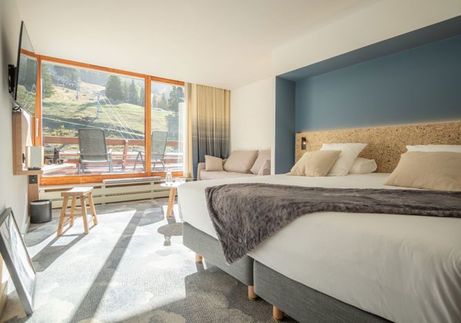 Slaapkamer 4 personen Supérieure Familie Montagne avec demi pension, niet-terugbetaalbaar - Hôtel La Cachette 4* - Les Arcs 1600