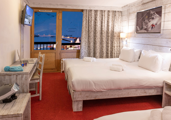 Slaapkamer Privilège 3 Personen met ontbijt - Hôtel Aiguille Percée 3* - Tignes 2100 Le Lac