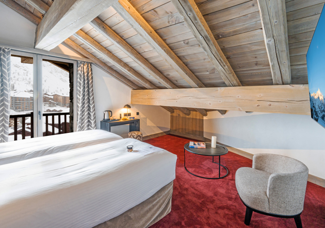 Superior Kamer appartement 2 Volwassenen met halfpension en balkon met uitzicht op de montagnes - Hôtel Aigle du Montana 4* - Tignes 2100 Le Lac