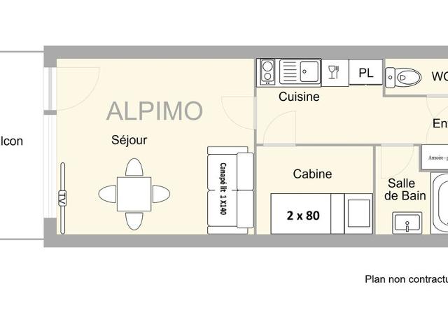 Studio cabine 26 m², orienté SUD, classé 2** - Les Saisies
