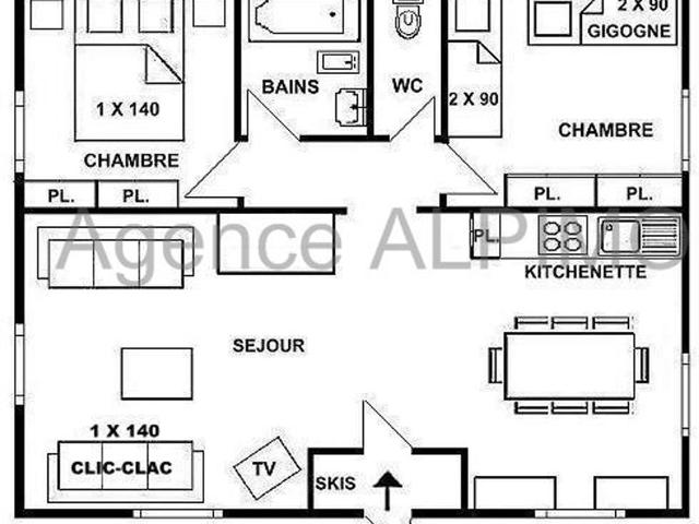 3 pièces de 65 m² Rez de jardin - Les Saisies
