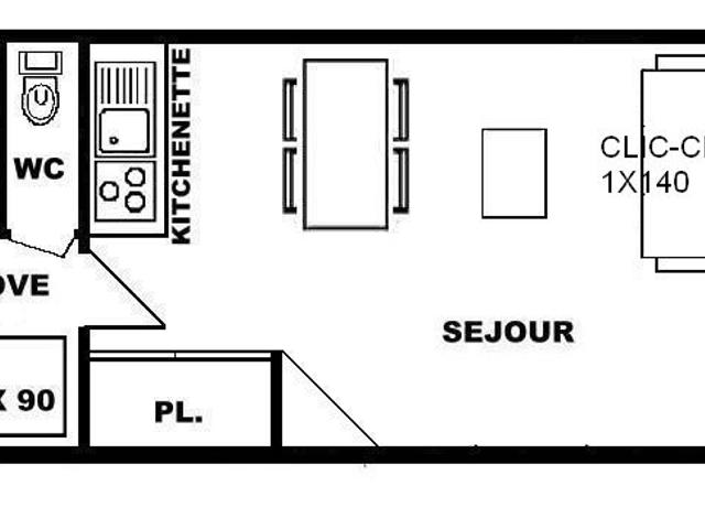 Studio alcove 22 m², orienté SUD, classé 2** - Les Saisies
