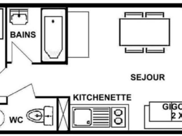 Studio cabine 21.5 m², orienté SUD, classé 1* - Les Saisies